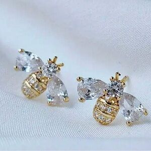 Elegant Gold and Silver Bee Earrings